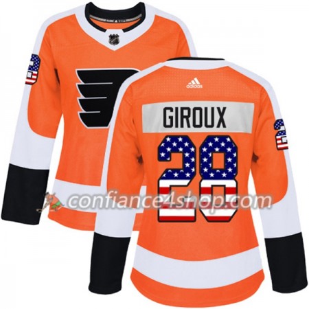 Adidas Maillot de Hockey Philadelphia Flyers Claude Giroux 28 2017-2018 Orange USA Flag Fashion Authentic - Femme